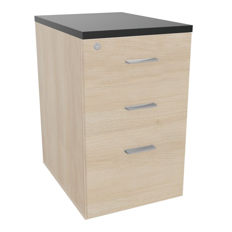 RETOUR SUR CAISSON HAUTEUR BUREAU P60XL43,2 - 3 TIROIRS DONT 1DS TOP EP25MM RZ R9 SB