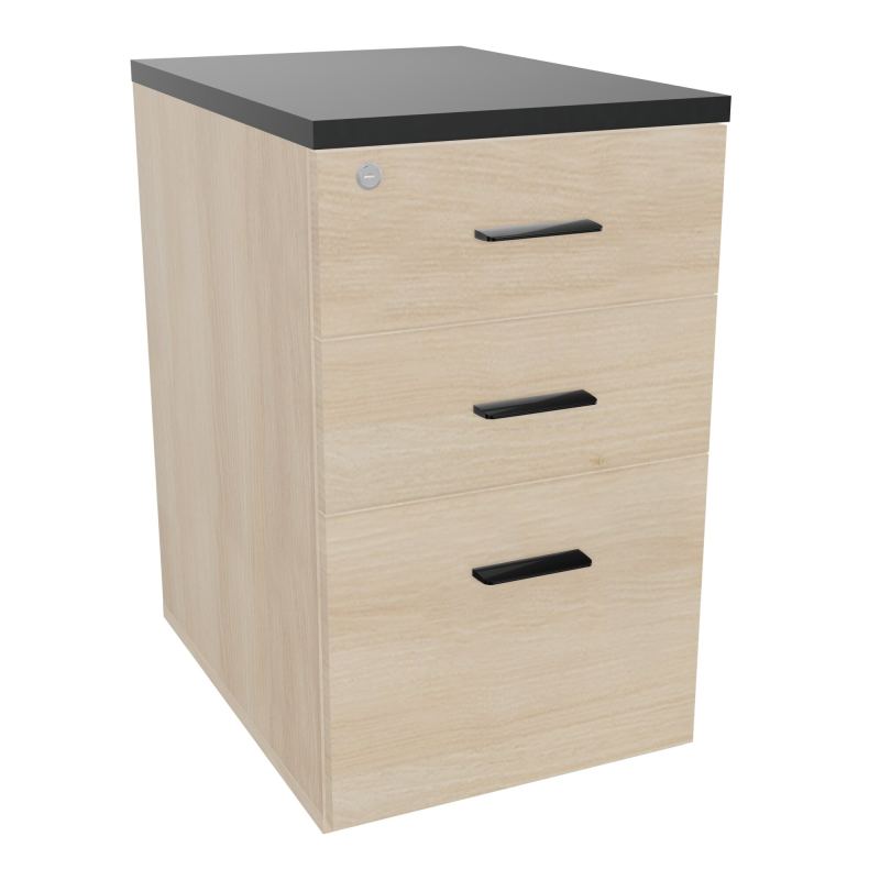 RETOUR SUR CAISSON HAUTEUR BUREAU P60XL43,2 - 3 TIROIRS DONT 1DS TOP EP25MM RZ R9 SG