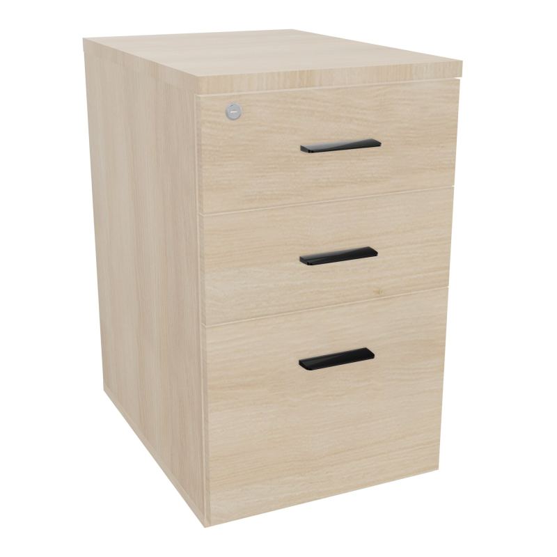 RETOUR SUR CAISSON HAUTEUR BUREAU P60XL43,2 - 3 TIROIRS DONT 1DS TOP EP25MM RZ RZ SG