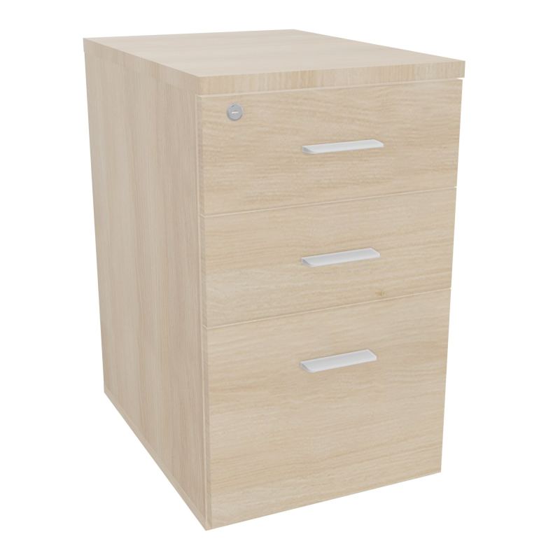 RETOUR SUR CAISSON HAUTEUR BUREAU P60XL43,2 - 3 TIROIRS DONT 1DS TOP EP25MM RZ RZ SO