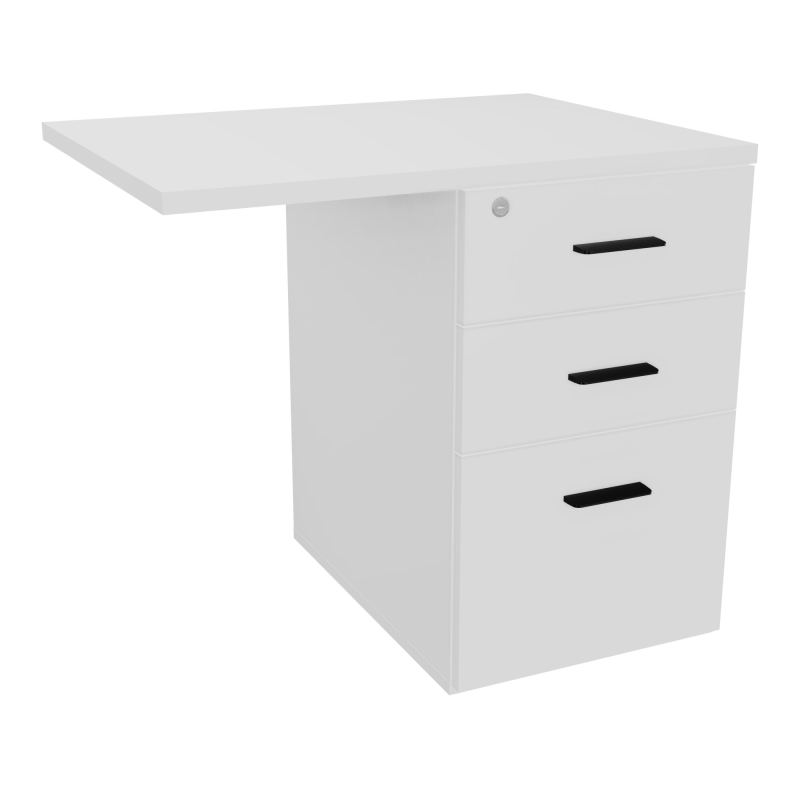 RETOUR SUR CAISSON HAUTEUR BUREAU P60XL80 - 3 TIROIRS DONT 1DS TOP EP25MM MG MG SG