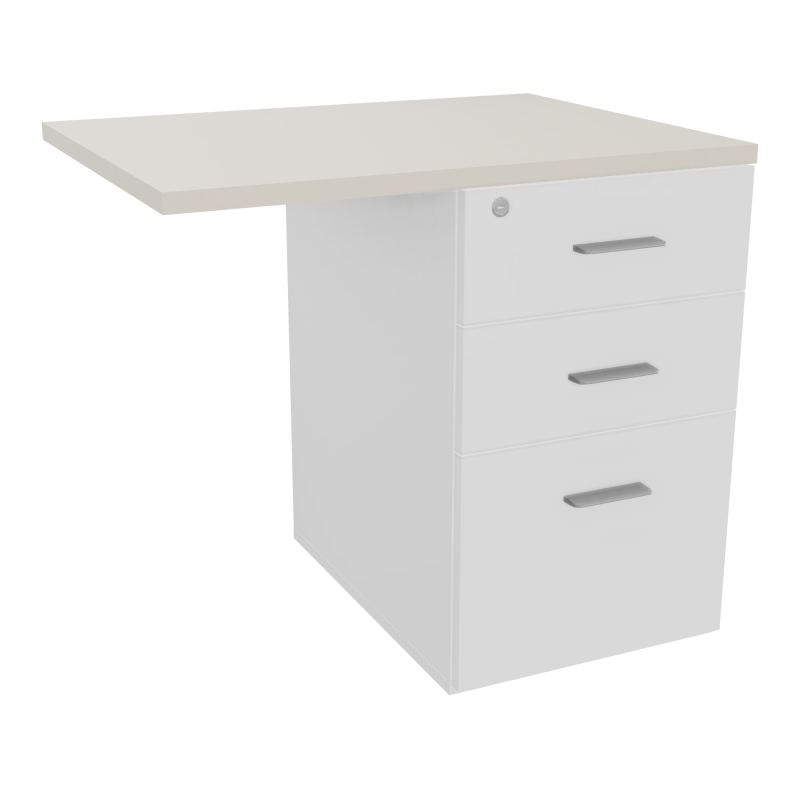 RETOUR SUR CAISSON HAUTEUR BUREAU P60XL80 - 3 TIROIRS DONT 1DS TOP EP25MM MG N5 SB