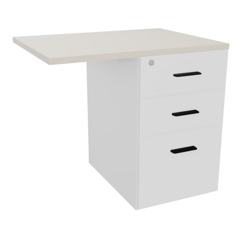RETOUR SUR CAISSON HAUTEUR BUREAU P60XL80 - 3 TIROIRS DONT 1DS TOP EP25MM MG N5 SG