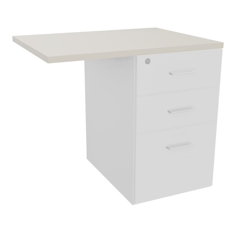 RETOUR SUR CAISSON HAUTEUR BUREAU P60XL80 - 3 TIROIRS DONT 1DS TOP EP25MM MG N5 SO