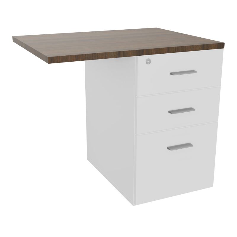 RETOUR SUR CAISSON HAUTEUR BUREAU P60XL80 - 3 TIROIRS DONT 1DS TOP EP25MM MG N6 SB
