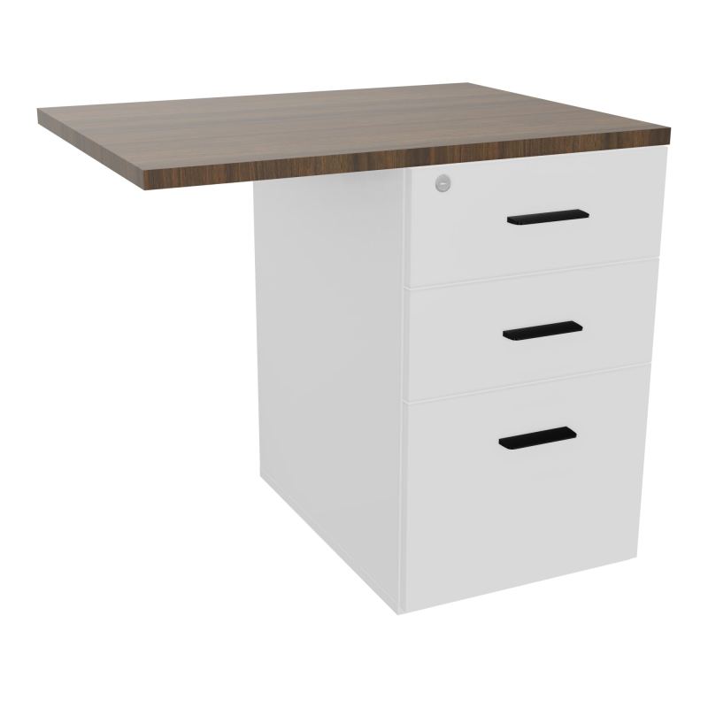 RETOUR SUR CAISSON HAUTEUR BUREAU P60XL80 - 3 TIROIRS DONT 1DS TOP EP25MM MG N6 SG