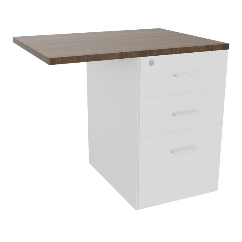RETOUR SUR CAISSON HAUTEUR BUREAU P60XL80 - 3 TIROIRS DONT 1DS TOP EP25MM MG N6 SO