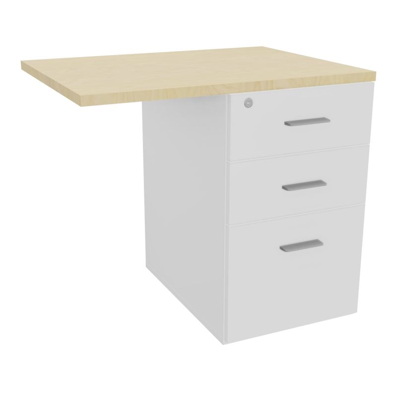 RETOUR SUR CAISSON HAUTEUR BUREAU P60XL80 - 3 TIROIRS DONT 1DS TOP EP25MM MG N8 SB