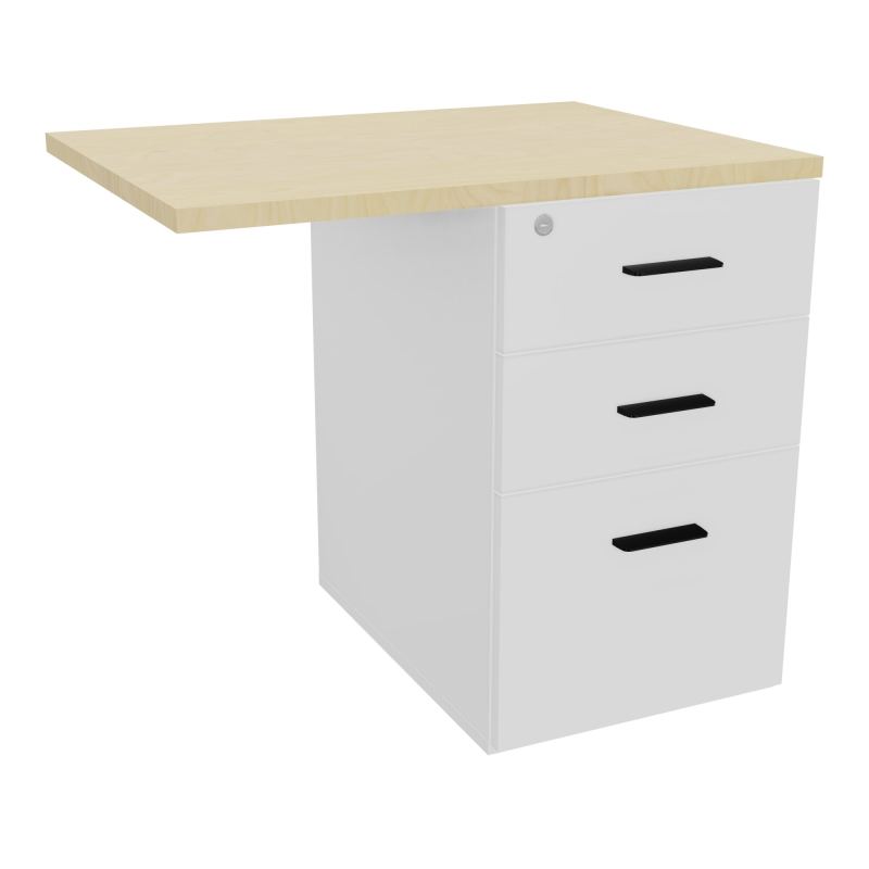 RETOUR SUR CAISSON HAUTEUR BUREAU P60XL80 - 3 TIROIRS DONT 1DS TOP EP25MM MG N8 SG