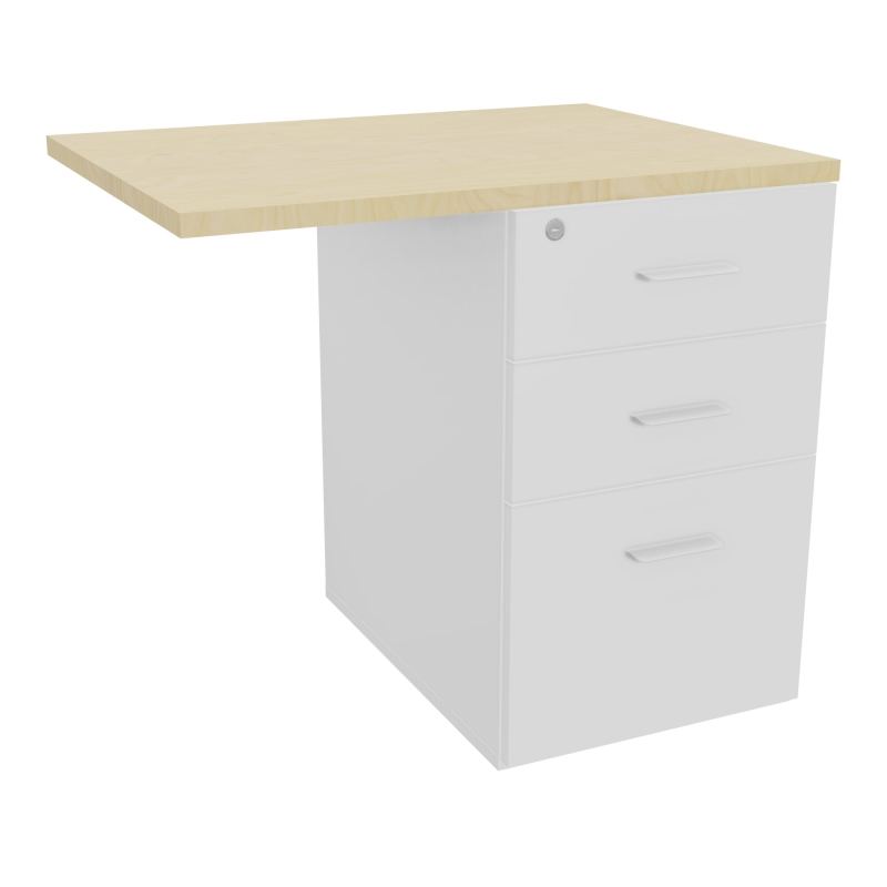 RETOUR SUR CAISSON HAUTEUR BUREAU P60XL80 - 3 TIROIRS DONT 1DS TOP EP25MM MG N8 SO
