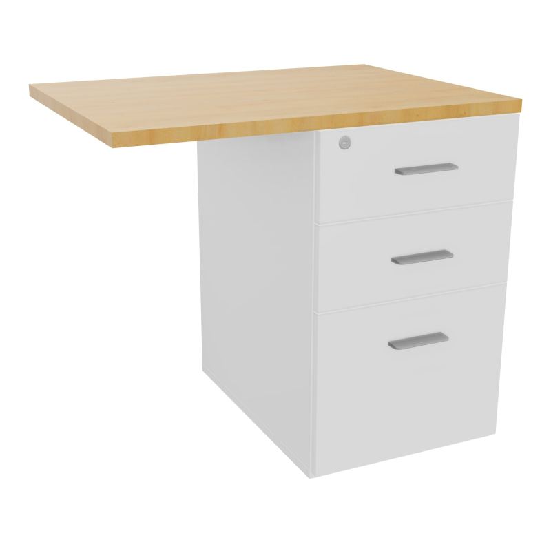 RETOUR SUR CAISSON HAUTEUR BUREAU P60XL80 - 3 TIROIRS DONT 1DS TOP EP25MM MG R5 SB