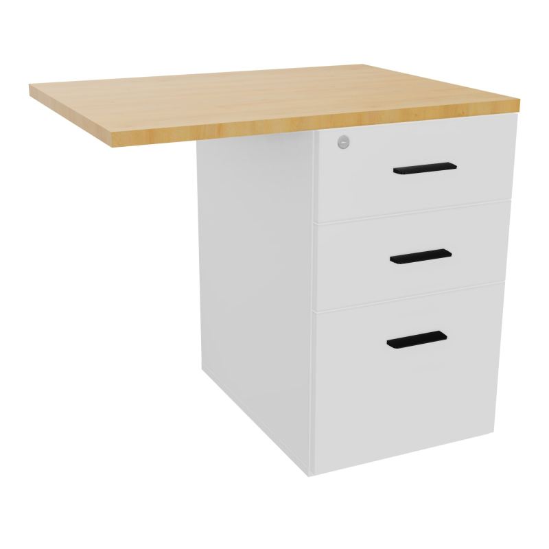 RETOUR SUR CAISSON HAUTEUR BUREAU P60XL80 - 3 TIROIRS DONT 1DS TOP EP25MM MG R5 SG