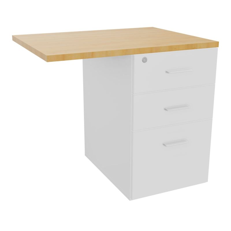 RETOUR SUR CAISSON HAUTEUR BUREAU P60XL80 - 3 TIROIRS DONT 1DS TOP EP25MM MG R5 SO