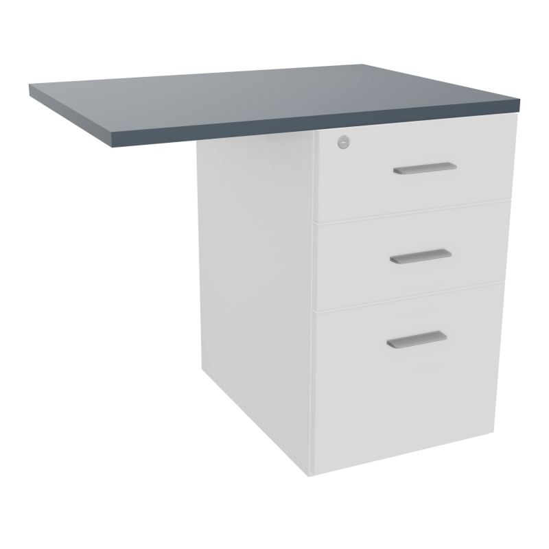 RETOUR SUR CAISSON HAUTEUR BUREAU P60XL80 - 3 TIROIRS DONT 1DS TOP EP25MM MG R6 SB