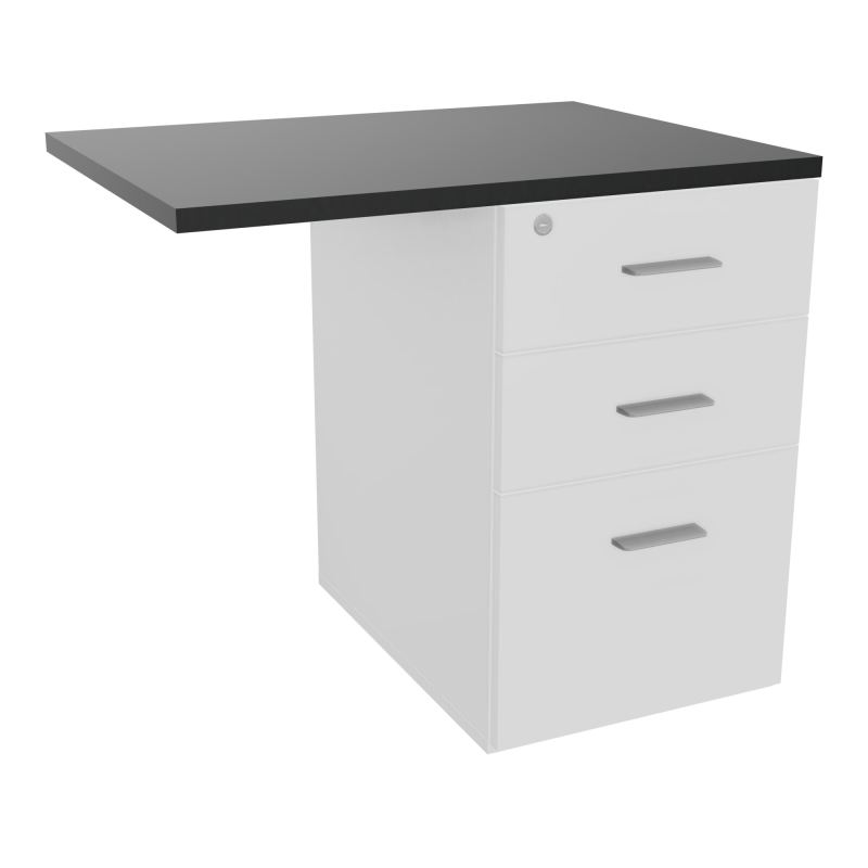 RETOUR SUR CAISSON HAUTEUR BUREAU P60XL80 - 3 TIROIRS DONT 1DS TOP EP25MM MG R9 SB