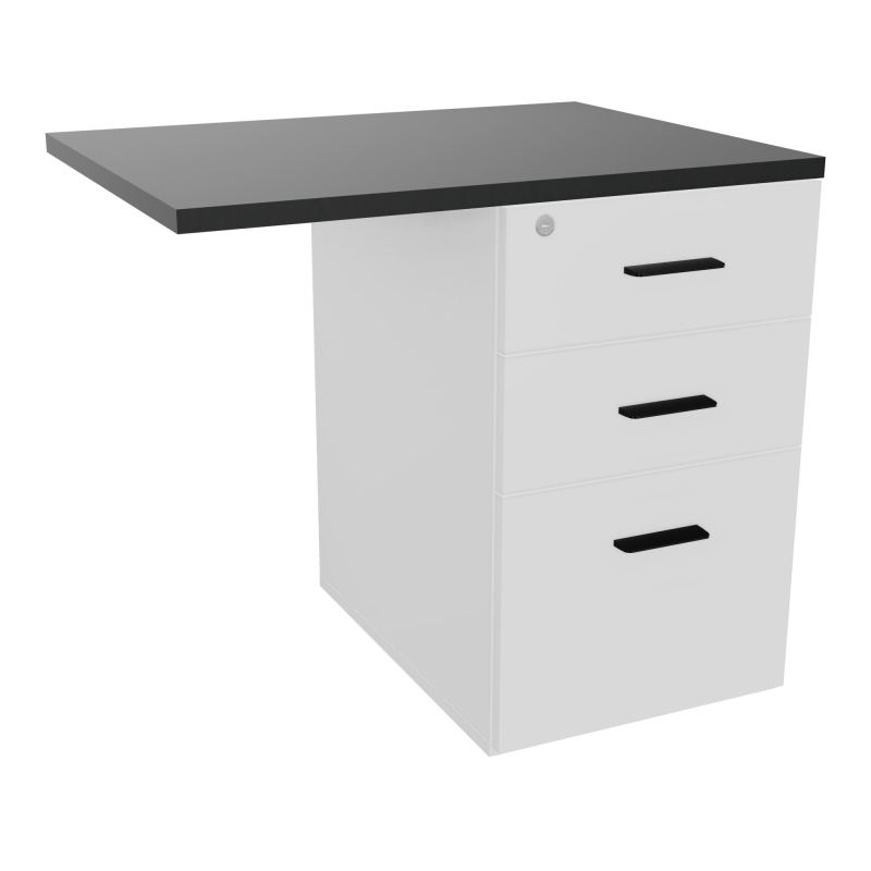 RETOUR SUR CAISSON HAUTEUR BUREAU P60XL80 - 3 TIROIRS DONT 1DS TOP EP25MM MG R9 SG