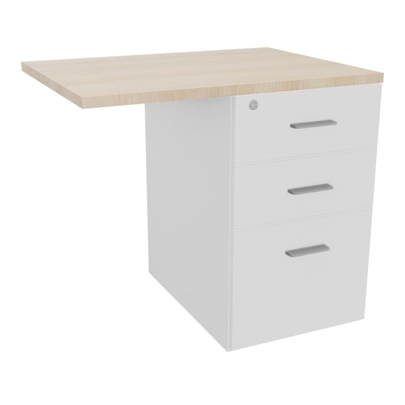 RETOUR SUR CAISSON HAUTEUR BUREAU P60XL80 - 3 TIROIRS DONT 1DS TOP EP25MM MG RZ SB