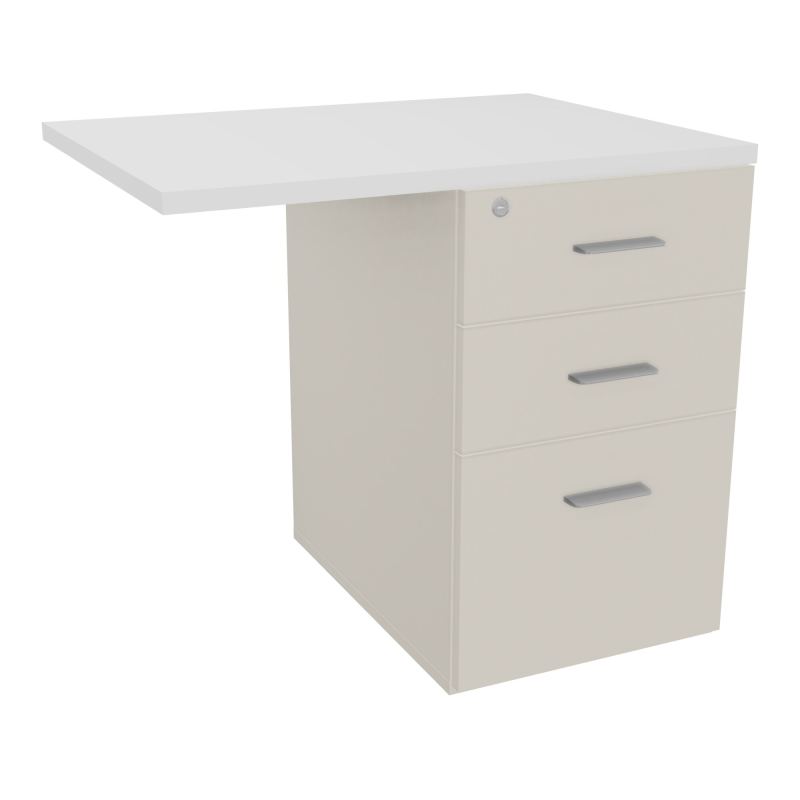 RETOUR SUR CAISSON HAUTEUR BUREAU P60XL80 - 3 TIROIRS DONT 1DS TOP EP25MM N5 MG SB