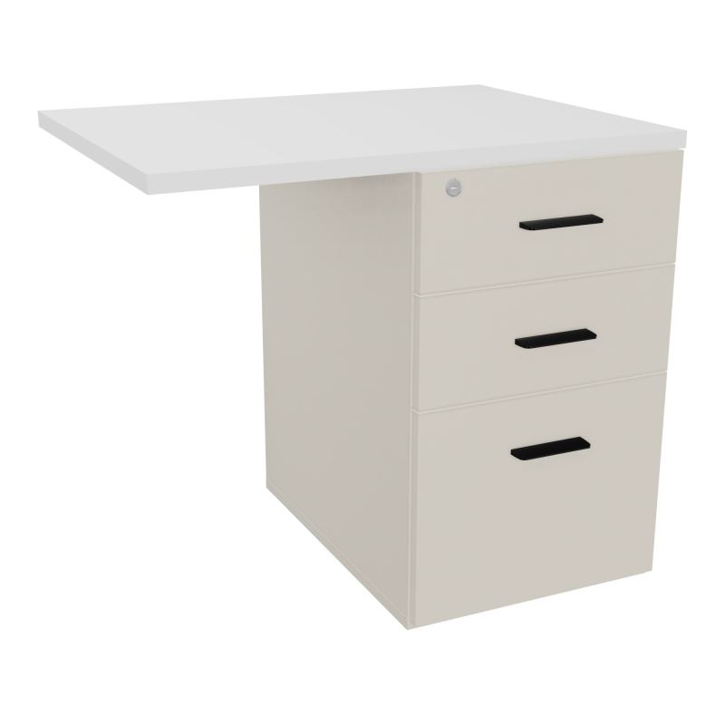 RETOUR SUR CAISSON HAUTEUR BUREAU P60XL80 - 3 TIROIRS DONT 1DS TOP EP25MM N5 MG SG
