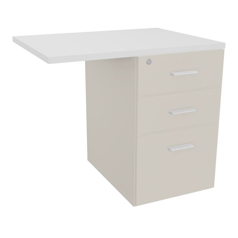 RETOUR SUR CAISSON HAUTEUR BUREAU P60XL80 - 3 TIROIRS DONT 1DS TOP EP25MM N5 MG SO