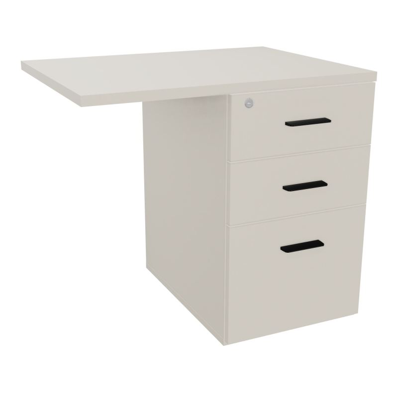 RETOUR SUR CAISSON HAUTEUR BUREAU P60XL80 - 3 TIROIRS DONT 1DS TOP EP25MM N5 N5 SG