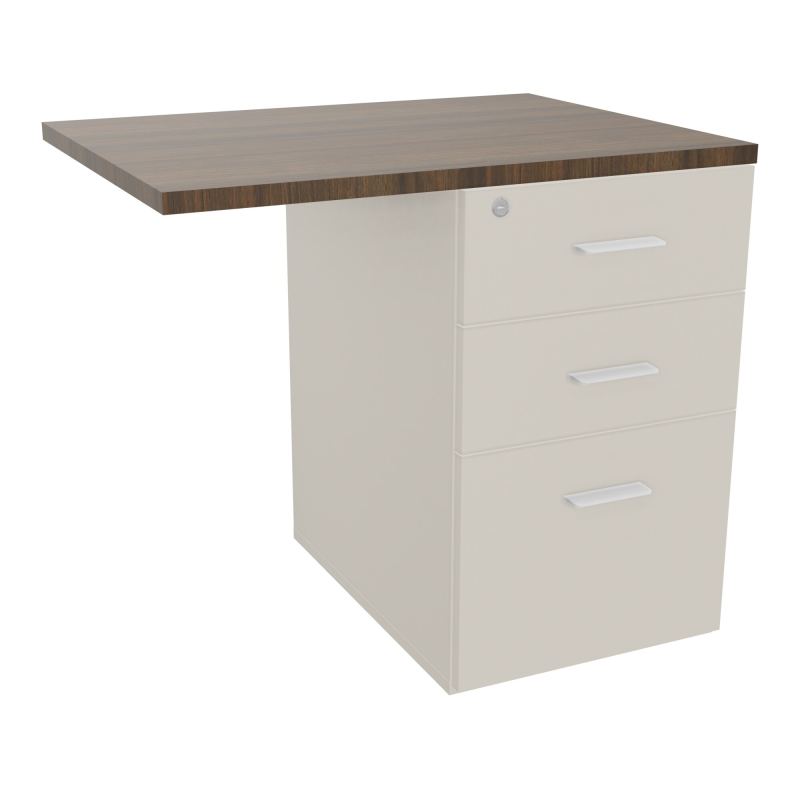 RETOUR SUR CAISSON HAUTEUR BUREAU P60XL80 - 3 TIROIRS DONT 1DS TOP EP25MM N5 N6 SO