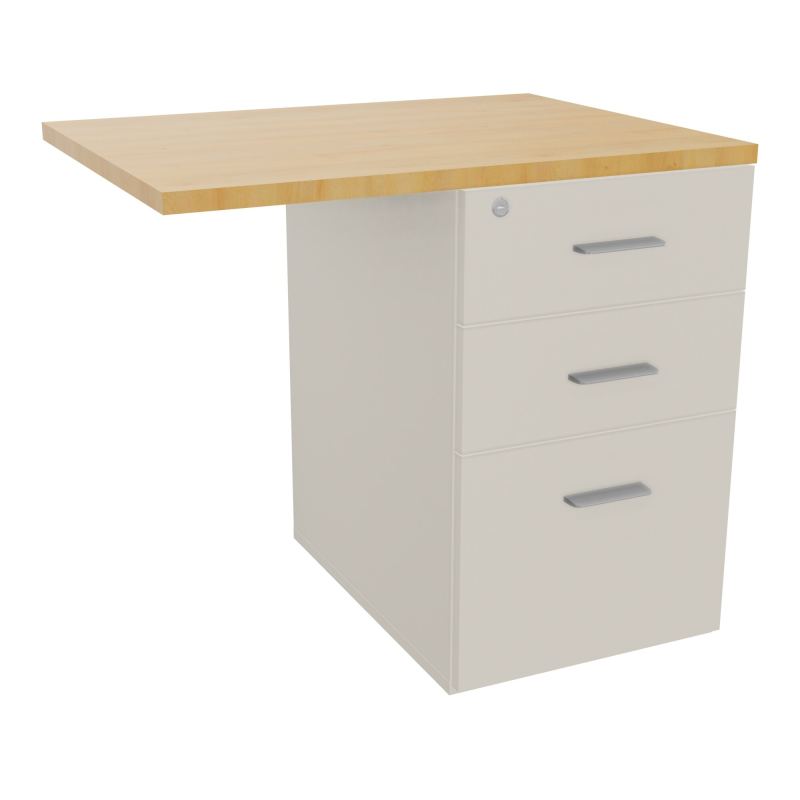 RETOUR SUR CAISSON HAUTEUR BUREAU P60XL80 - 3 TIROIRS DONT 1DS TOP EP25MM N5 R5 SB