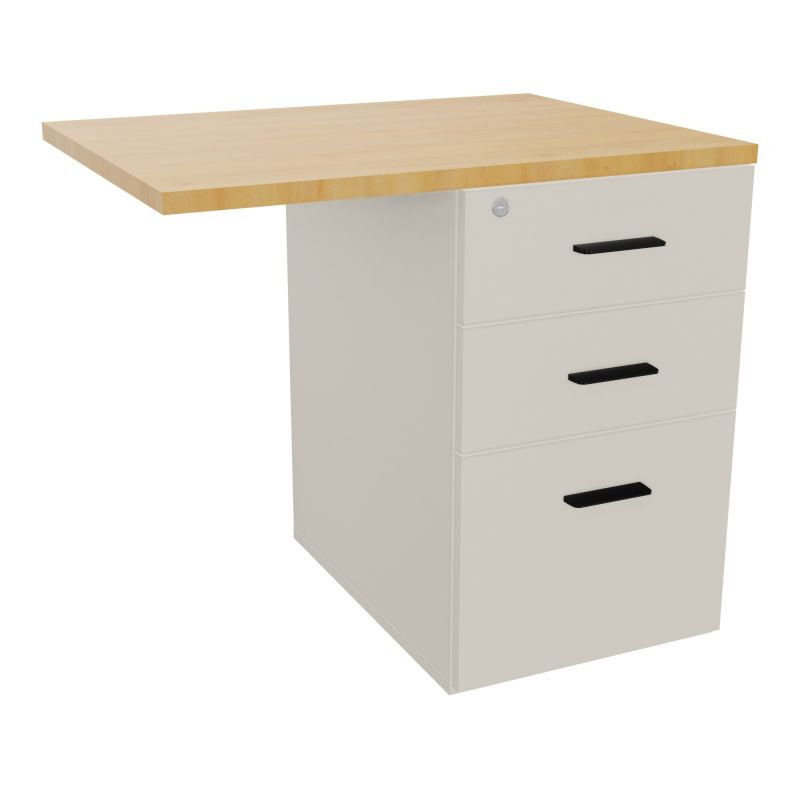 RETOUR SUR CAISSON HAUTEUR BUREAU P60XL80 - 3 TIROIRS DONT 1DS TOP EP25MM N5 R5 SG