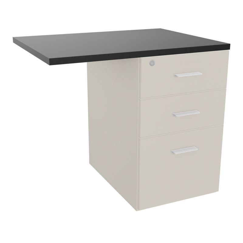 RETOUR SUR CAISSON HAUTEUR BUREAU P60XL80 - 3 TIROIRS DONT 1DS TOP EP25MM N5 R9 SO