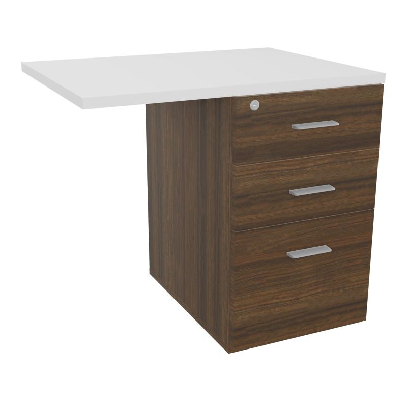 RETOUR SUR CAISSON HAUTEUR BUREAU P60XL80 - 3 TIROIRS DONT 1DS TOP EP25MM N6 MG SB