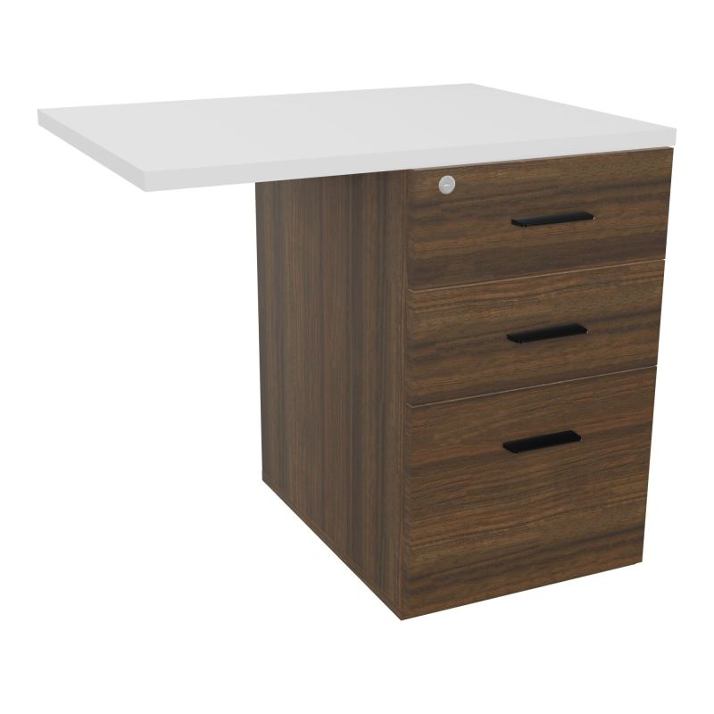 RETOUR SUR CAISSON HAUTEUR BUREAU P60XL80 - 3 TIROIRS DONT 1DS TOP EP25MM N6 MG SG