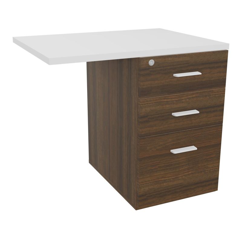 RETOUR SUR CAISSON HAUTEUR BUREAU P60XL80 - 3 TIROIRS DONT 1DS TOP EP25MM N6 MG SO