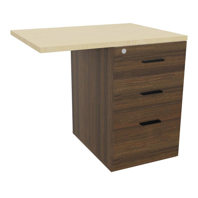 RETOUR SUR CAISSON HAUTEUR BUREAU P60XL80 - 3 TIROIRS DONT 1DS TOP EP25MM N6 N8 SG