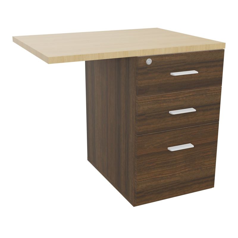 RETOUR SUR CAISSON HAUTEUR BUREAU P60XL80 - 3 TIROIRS DONT 1DS TOP EP25MM N6 R1 SO