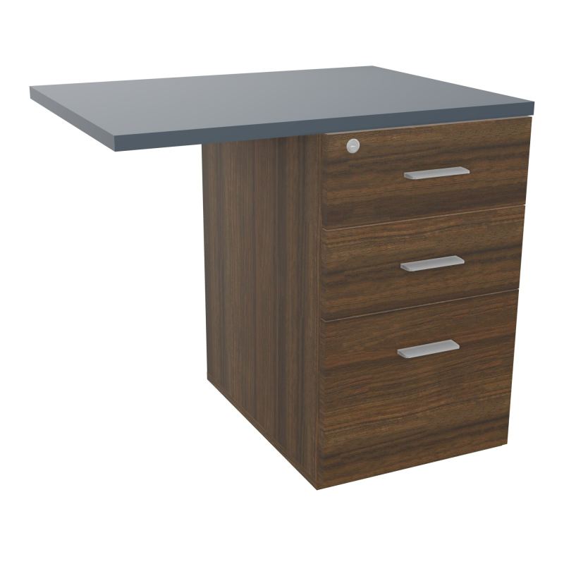 RETOUR SUR CAISSON HAUTEUR BUREAU P60XL80 - 3 TIROIRS DONT 1DS TOP EP25MM N6 R6 SB
