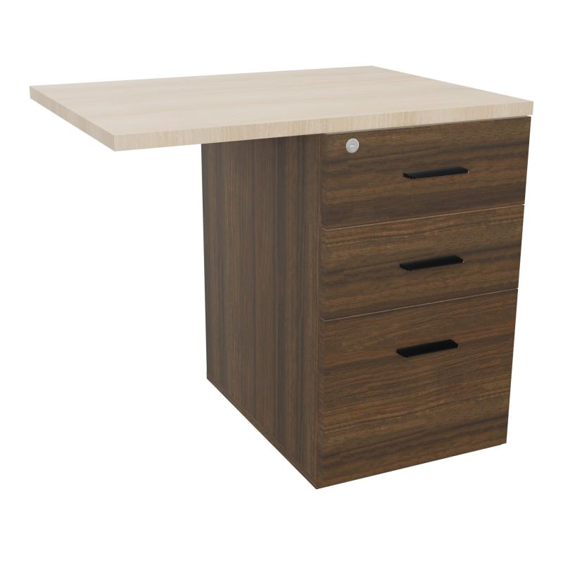 RETOUR SUR CAISSON HAUTEUR BUREAU P60XL80 - 3 TIROIRS DONT 1DS TOP EP25MM N6 RZ SG
