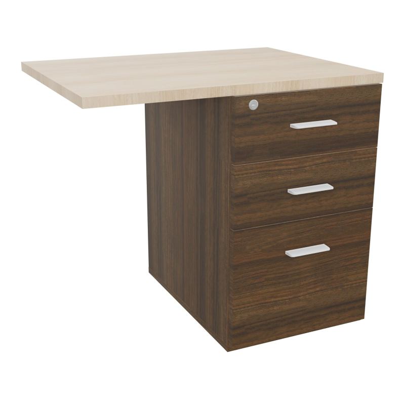 RETOUR SUR CAISSON HAUTEUR BUREAU P60XL80 - 3 TIROIRS DONT 1DS TOP EP25MM N6 RZ SO