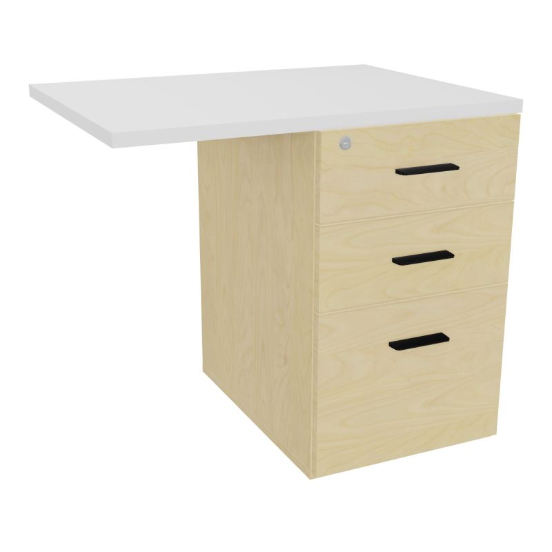 RETOUR SUR CAISSON HAUTEUR BUREAU P60XL80 - 3 TIROIRS DONT 1DS TOP EP25MM N8 MG SG