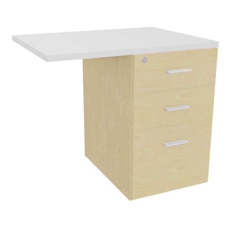 RETOUR SUR CAISSON HAUTEUR BUREAU P60XL80 - 3 TIROIRS DONT 1DS TOP EP25MM N8 MG SO