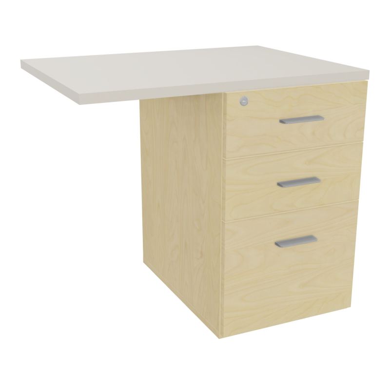 RETOUR SUR CAISSON HAUTEUR BUREAU P60XL80 - 3 TIROIRS DONT 1DS TOP EP25MM N8 N5 SB