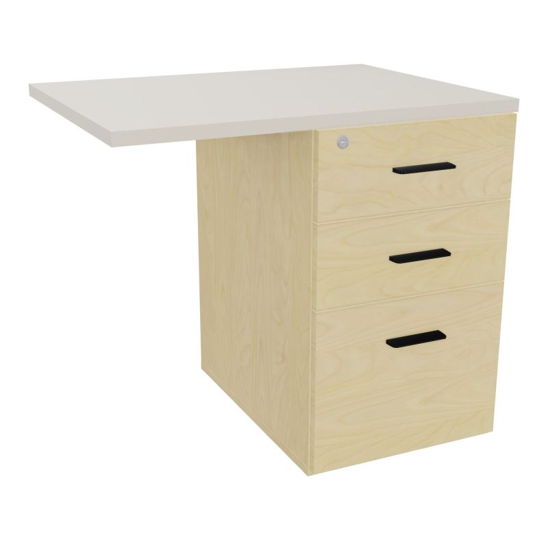RETOUR SUR CAISSON HAUTEUR BUREAU P60XL80 - 3 TIROIRS DONT 1DS TOP EP25MM N8 N5 SG