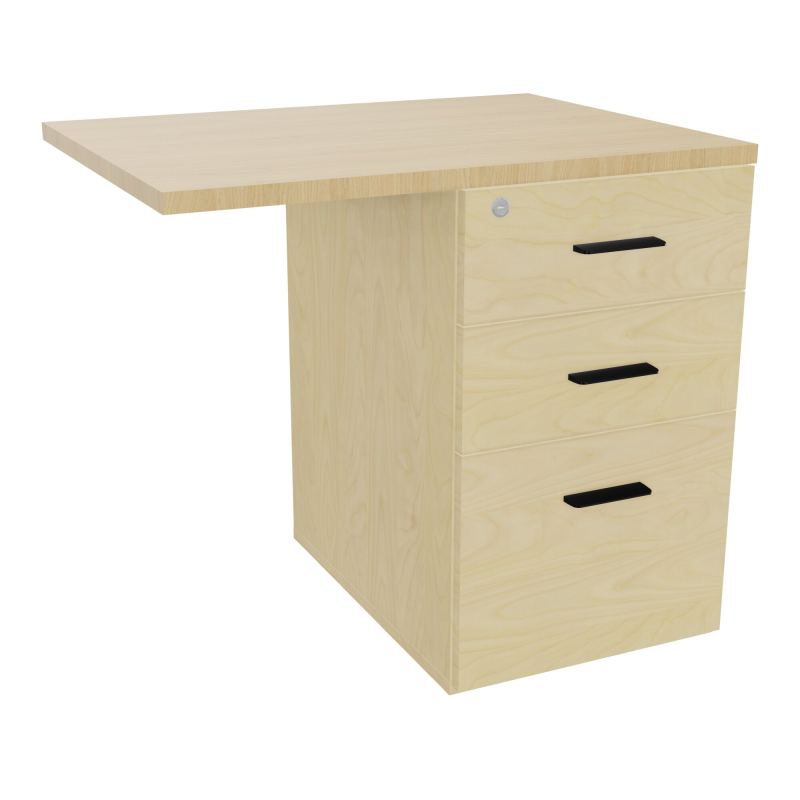 RETOUR SUR CAISSON HAUTEUR BUREAU P60XL80 - 3 TIROIRS DONT 1DS TOP EP25MM N8 R1 SG