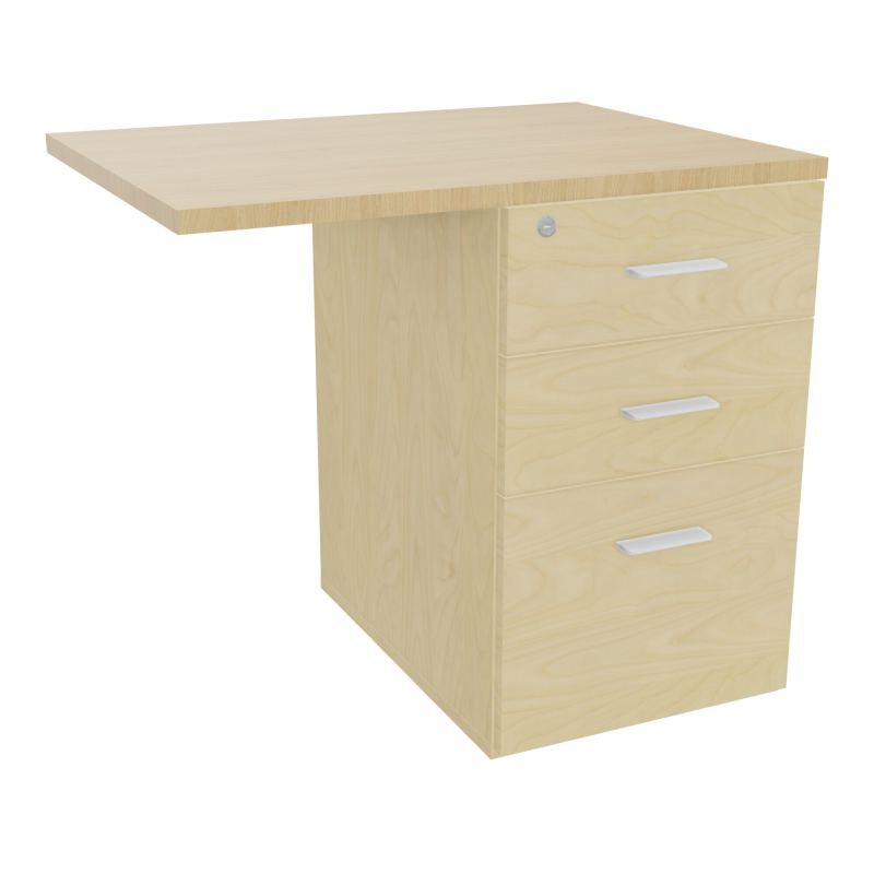RETOUR SUR CAISSON HAUTEUR BUREAU P60XL80 - 3 TIROIRS DONT 1DS TOP EP25MM N8 R1 SO