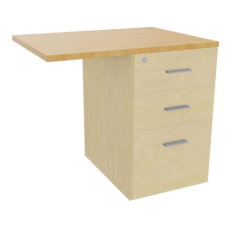 RETOUR SUR CAISSON HAUTEUR BUREAU P60XL80 - 3 TIROIRS DONT 1DS TOP EP25MM N8 R5 SB