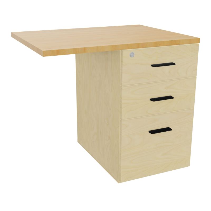 RETOUR SUR CAISSON HAUTEUR BUREAU P60XL80 - 3 TIROIRS DONT 1DS TOP EP25MM N8 R5 SG