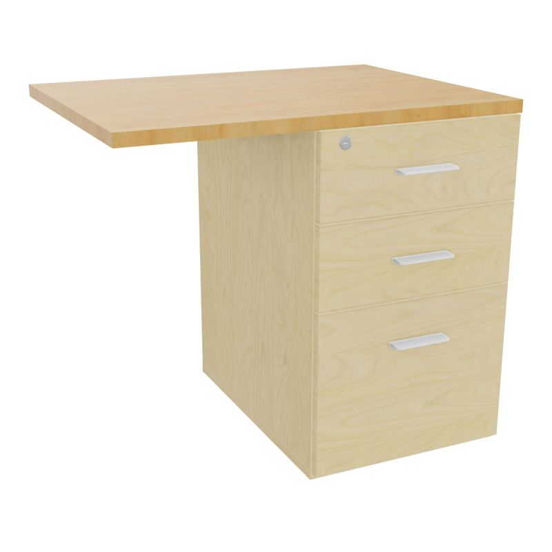 RETOUR SUR CAISSON HAUTEUR BUREAU P60XL80 - 3 TIROIRS DONT 1DS TOP EP25MM N8 R5 SO