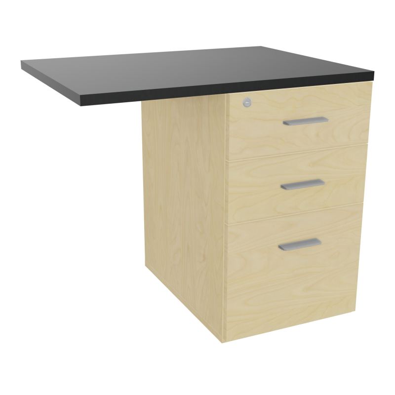 RETOUR SUR CAISSON HAUTEUR BUREAU P60XL80 - 3 TIROIRS DONT 1DS TOP EP25MM N8 R9 SB