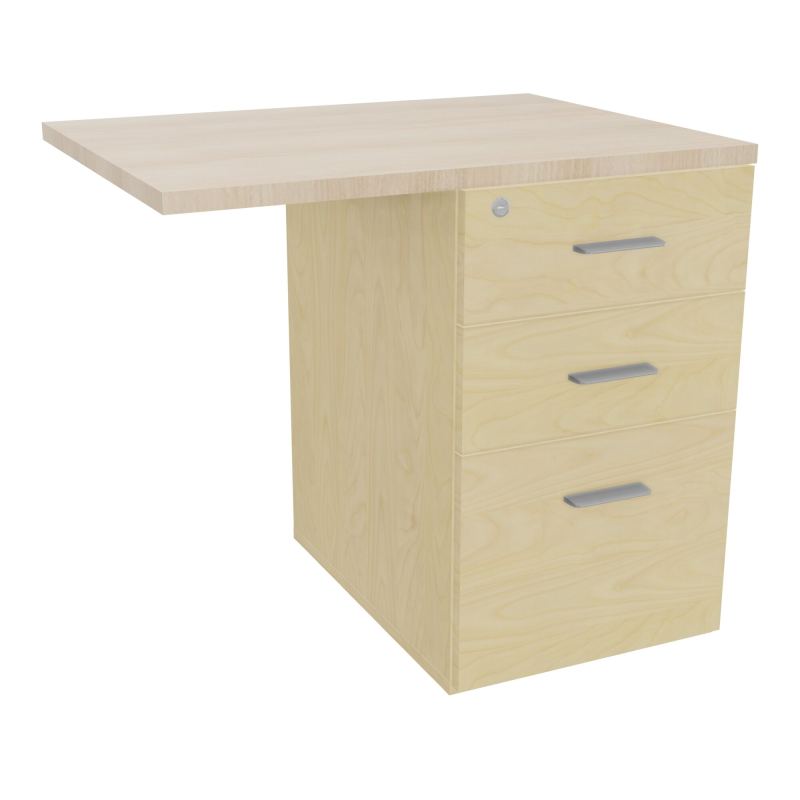 RETOUR SUR CAISSON HAUTEUR BUREAU P60XL80 - 3 TIROIRS DONT 1DS TOP EP25MM N8 RZ SB