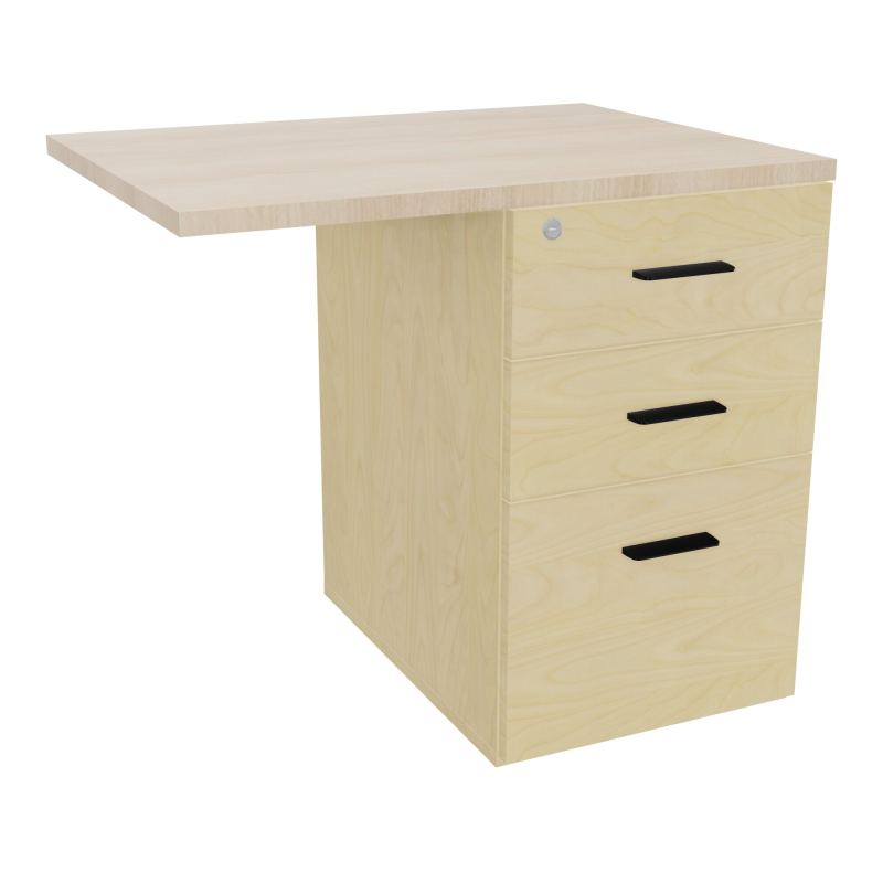 RETOUR SUR CAISSON HAUTEUR BUREAU P60XL80 - 3 TIROIRS DONT 1DS TOP EP25MM N8 RZ SG