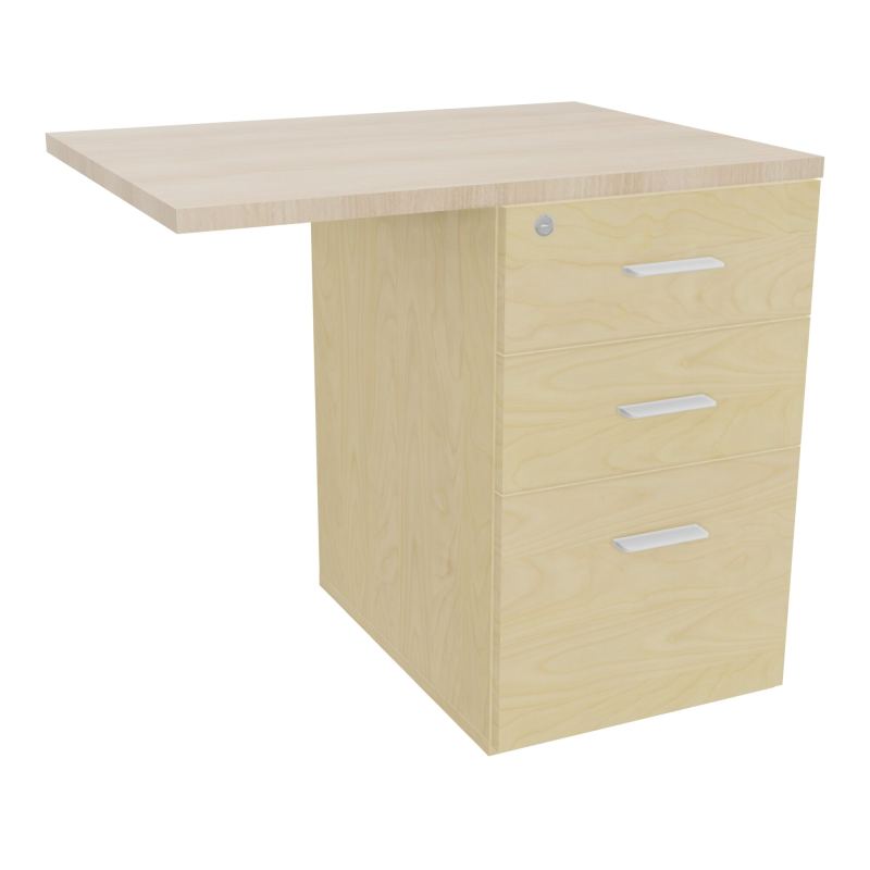 RETOUR SUR CAISSON HAUTEUR BUREAU P60XL80 - 3 TIROIRS DONT 1DS TOP EP25MM N8 RZ SO